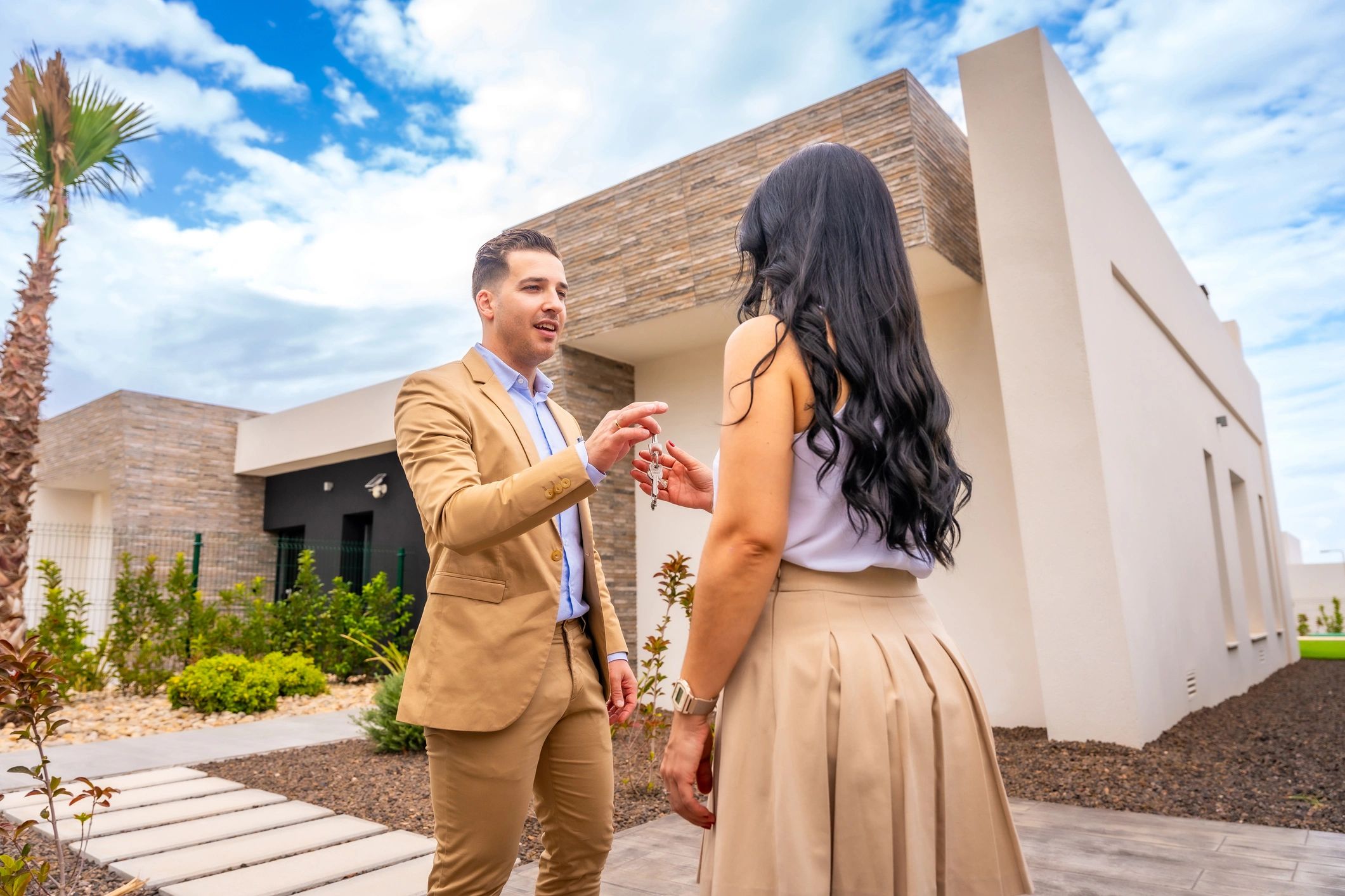 Homeowner receiving attentive property service
