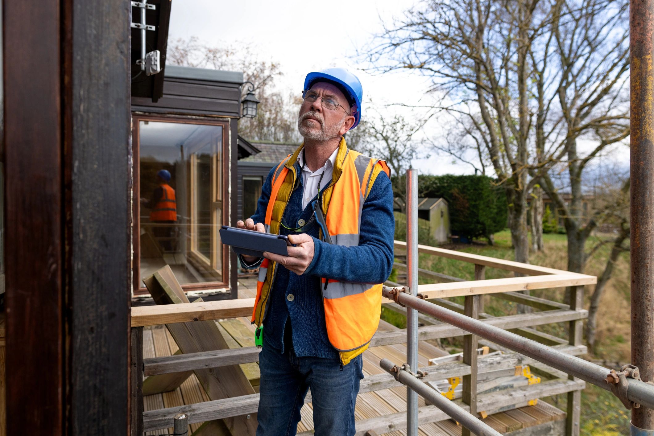 Inspector reviewing property condition