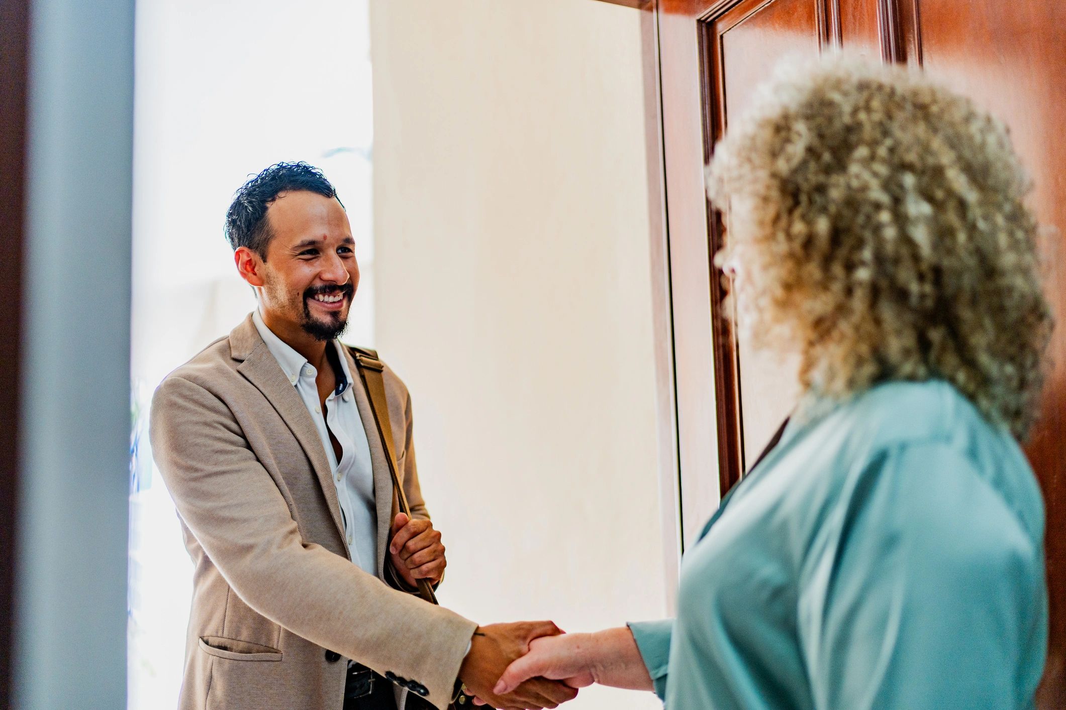 Property manager meeting with homeowner